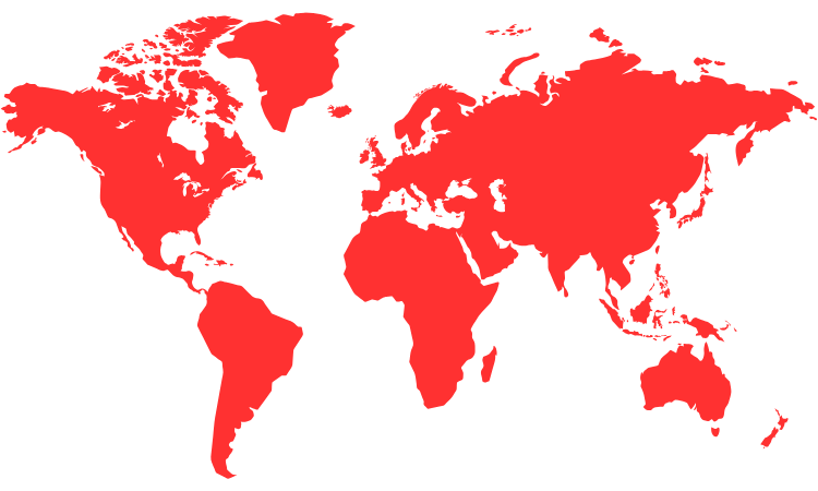 World map in dot Contact us page world map in red